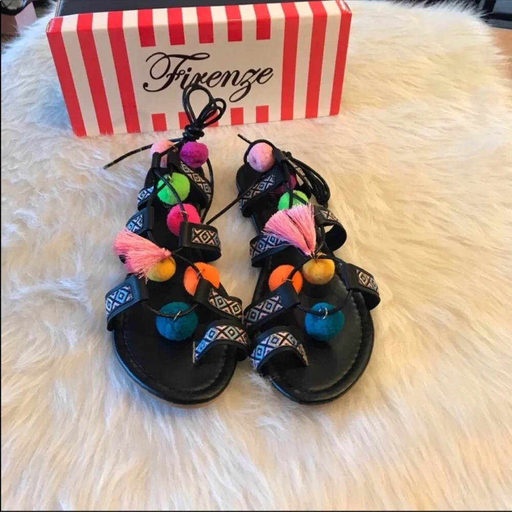 Firenze Pom Pom sandals.